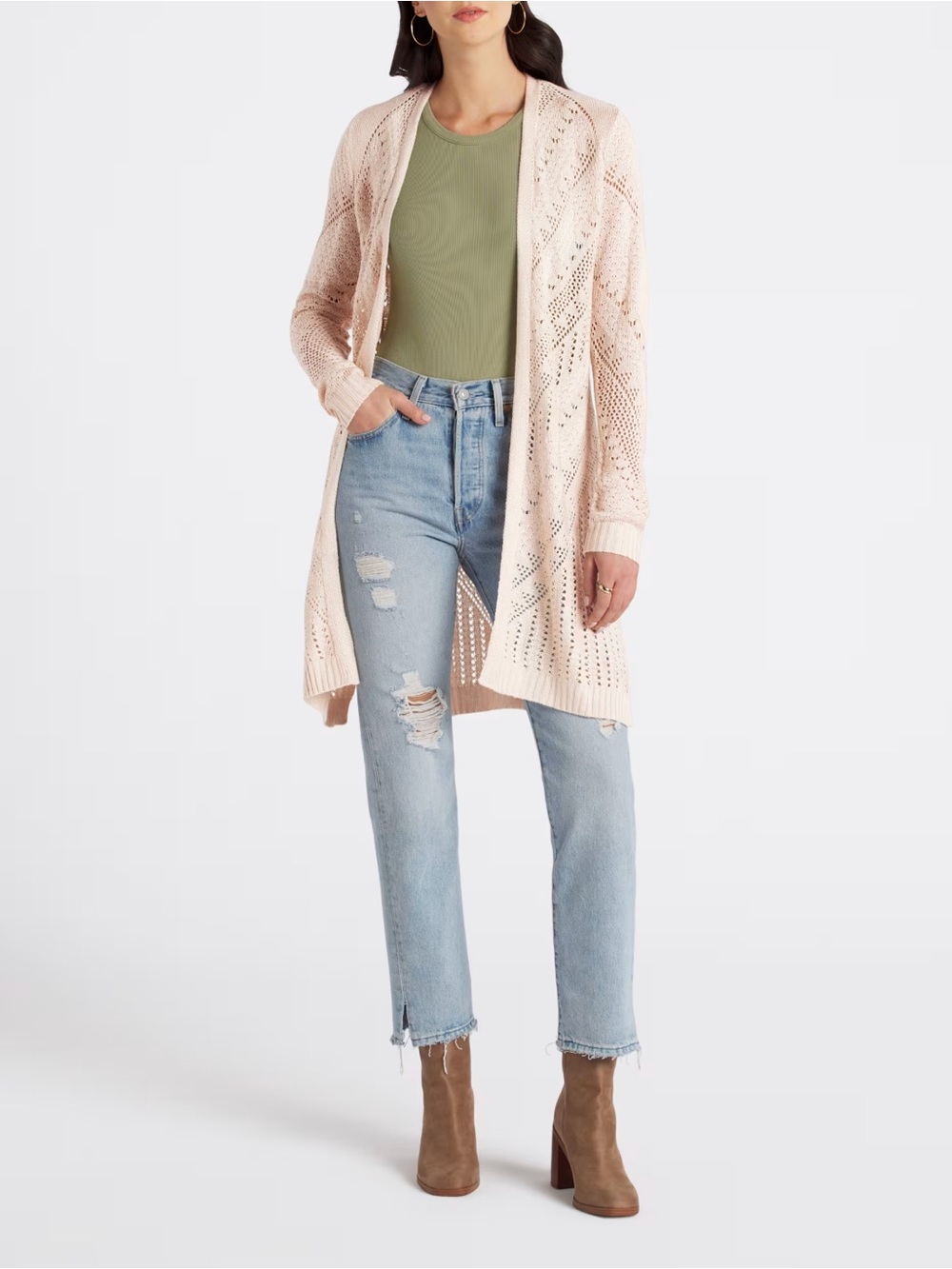 Lightweight Cheril Pointelle Duster Cardigan